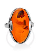 Серебряное кольцо с вставкой из натурального янтаря «Рандеву» Amberholl