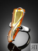 Нарядное кольцо из серебра со вставкой из натурального балтийского лимонног