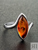 Серебряное кольцо с натуральным балтийским янтарём коньячного цвета «Амидал