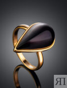Яркое кольцо из позолоченного серебра и натурального янтаря вишнёвого цвета