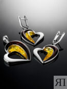 Эффектные серебряные серьги с натуральным янтарём коньячного и лимонного цв