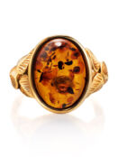 Яркое кольцо с янтарём коньячного цвета «Кармен» Amberholl