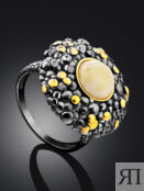 Оригинальное кольцо из серебра и натурального балтийского янтаря «Раушен» A