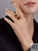 Яркое кольцо с натуральным янтарём двух ярких оттенков «Касабланка» Amberho