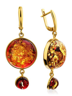 Серьги из искрящегося красного янтаря «Версаль»