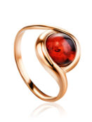 Стильное кольцо из янтаря коньячного цвета «Ягодка»