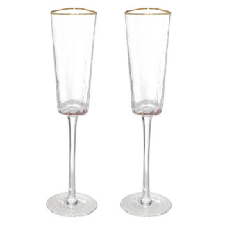 Бокал для шампанского, 160 мл, 2 шт, стекло, с золотистым кантом, Triangle