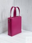 Женская кожаная сумка тоут розовая A038 fuchsia mini