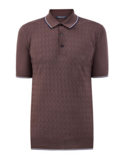 Рубашка-поло из хлопка и шелка с контрастной окантовкой BERTOLO CASHMERE
