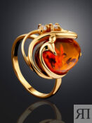Нарядное кольцо с натуральным янтарём «Мелисса»