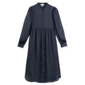 Длинное Платье-рубашка с длинными рукавами 42 синий
