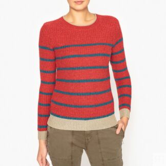 Пуловер В полоску из трикотажа в рубчик S красный