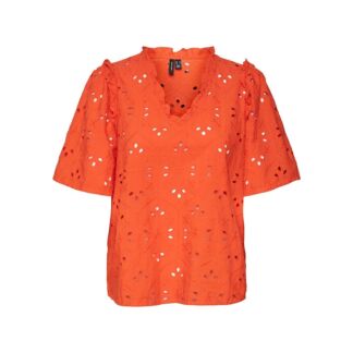 Блузка С V-образным вырезом и английской вышивкой S оранжевый