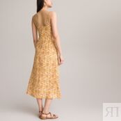 Платье На тонких бретелях с цветочным принтом из льна 42 желтый