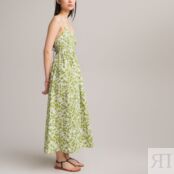 Платье-миди Тонкие бретели с принтом 52 зеленый