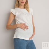 Футболка Для периода беременности воланы с вышивкой M белый