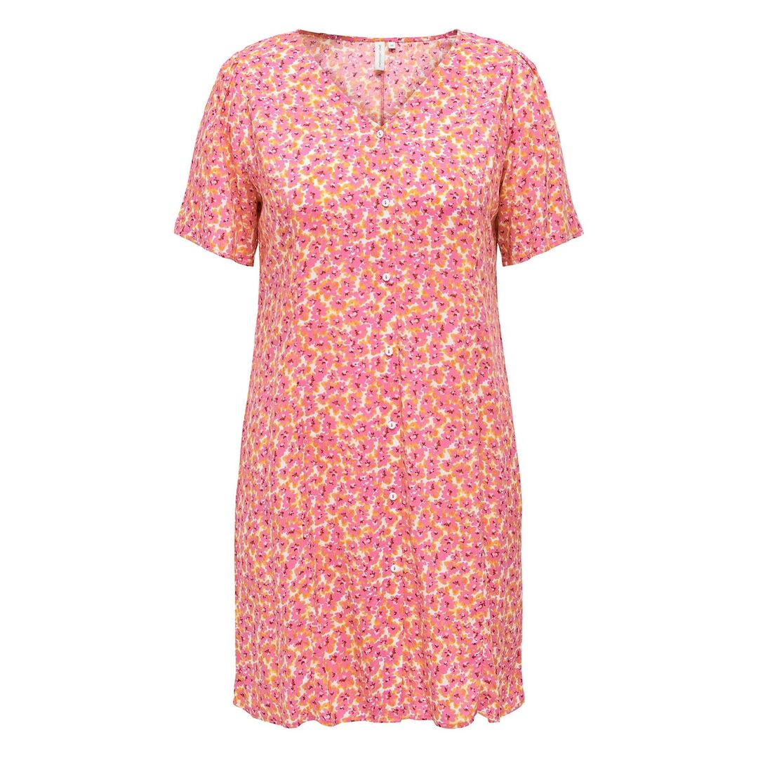 Платье С V-образным вырезом и цветочным принтом 52 розовый
