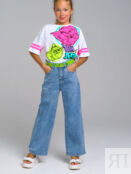 Брюки текстильные джинсовые для девочек PlayToday Tween