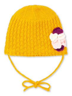 Желтая вязаная шапка для девочки PlayToday Baby