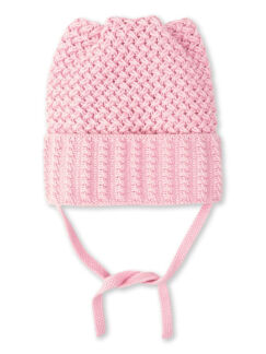 Розовая вязаная шапка для девочки PlayToday Baby