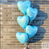 Фольгированные шары Сердца 5 штук голубые
