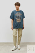 Хлопковая футболка оверсайз с винтажным принтом (арт. baon B2323115)