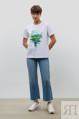 Хлопковая футболка прямого кроя с принтом (арт. baon B2323077)