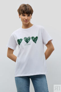 Хлопковая футболка прямого кроя с принтом (арт. baon B2323076)