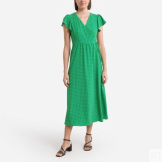 Платье С принтом XS зеленый