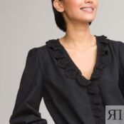 Блузка С воланами с вышивкой 34 (FR) - 40 (RUS) черный