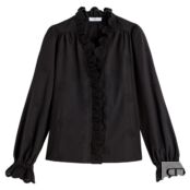Блузка С воланами с вышивкой 34 (FR) - 40 (RUS) черный